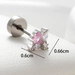 Silver color / 1 Piece Simple Series Classic Heart Titanium Steel Silver Color Zircon Women's Stud Earrings 